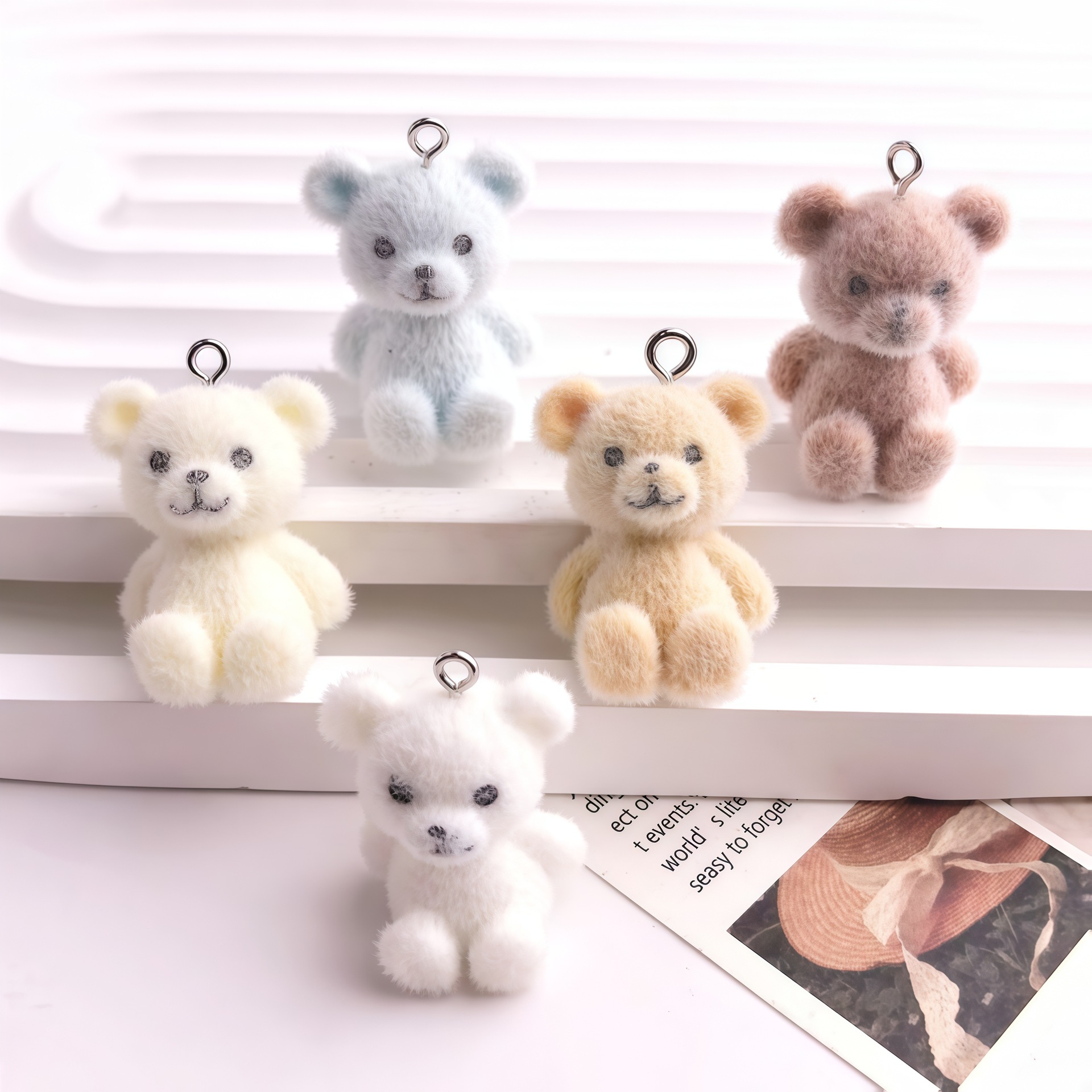 5pcs 3D Flocked Bear Resin Cha – обзор и цена Resin Craft Projects