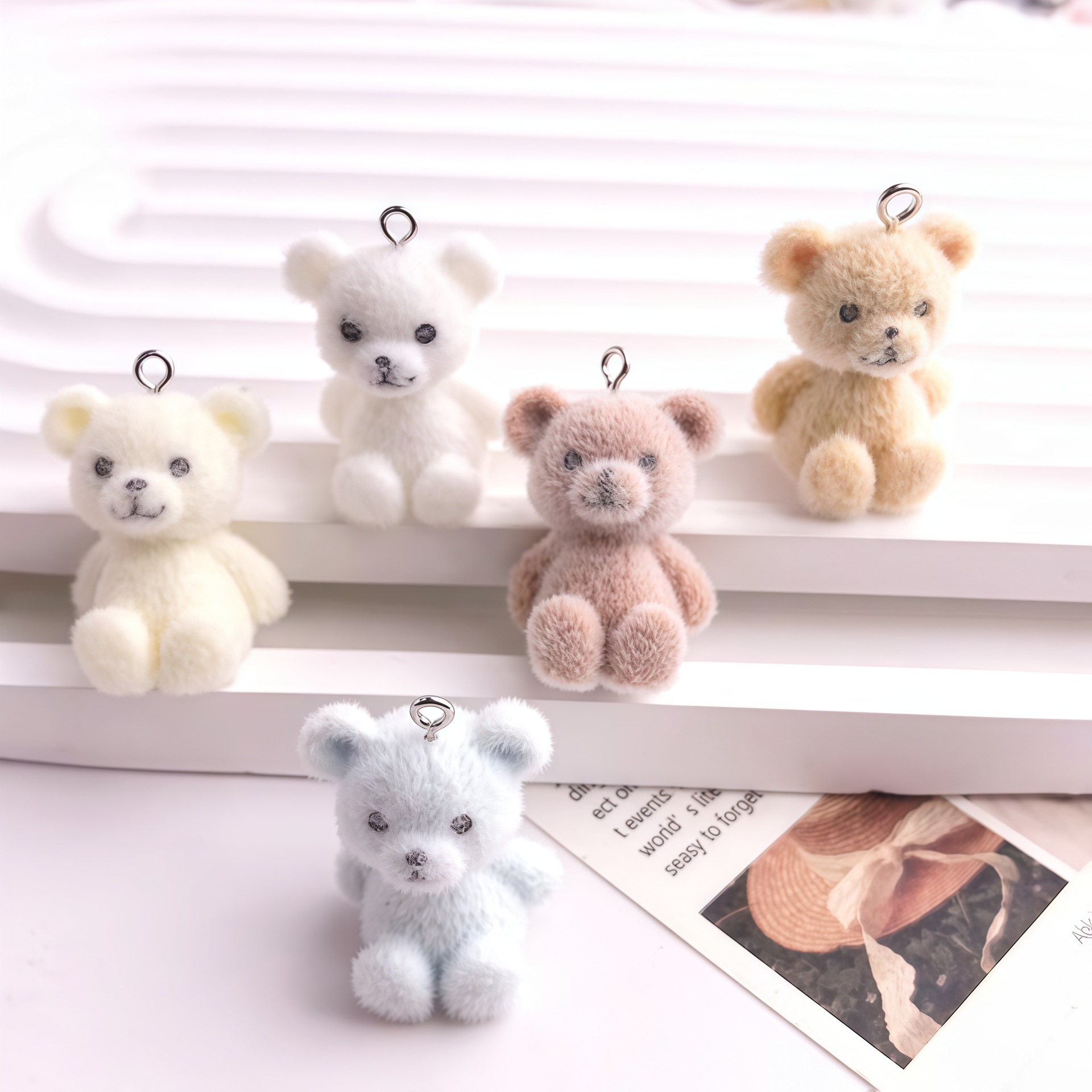 5pcs 3D Flocked Bear Resin Cha – обзор и цена Resin Craft Projects