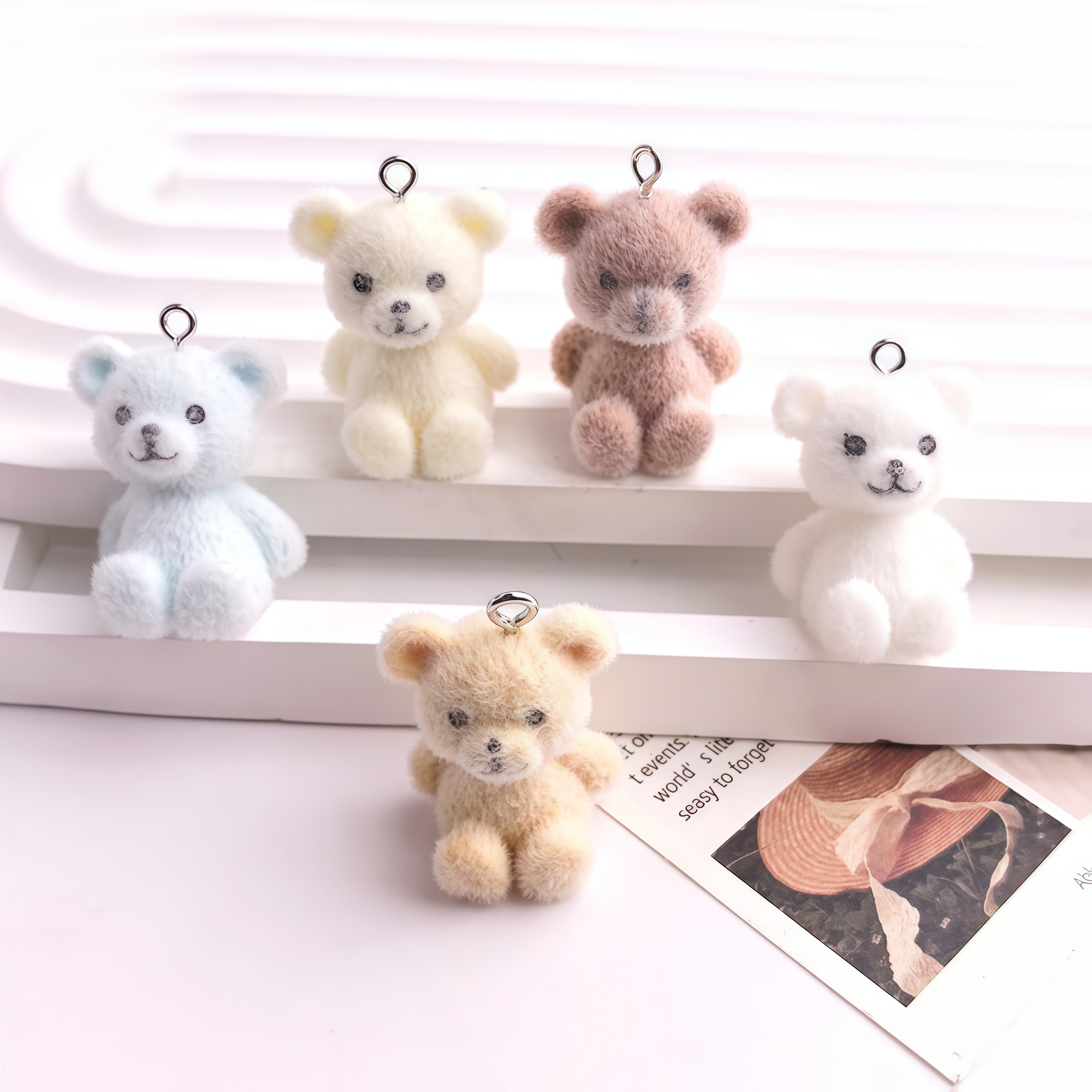 5pcs 3D Flocked Bear Resin Cha – обзор и цена Resin Craft Projects