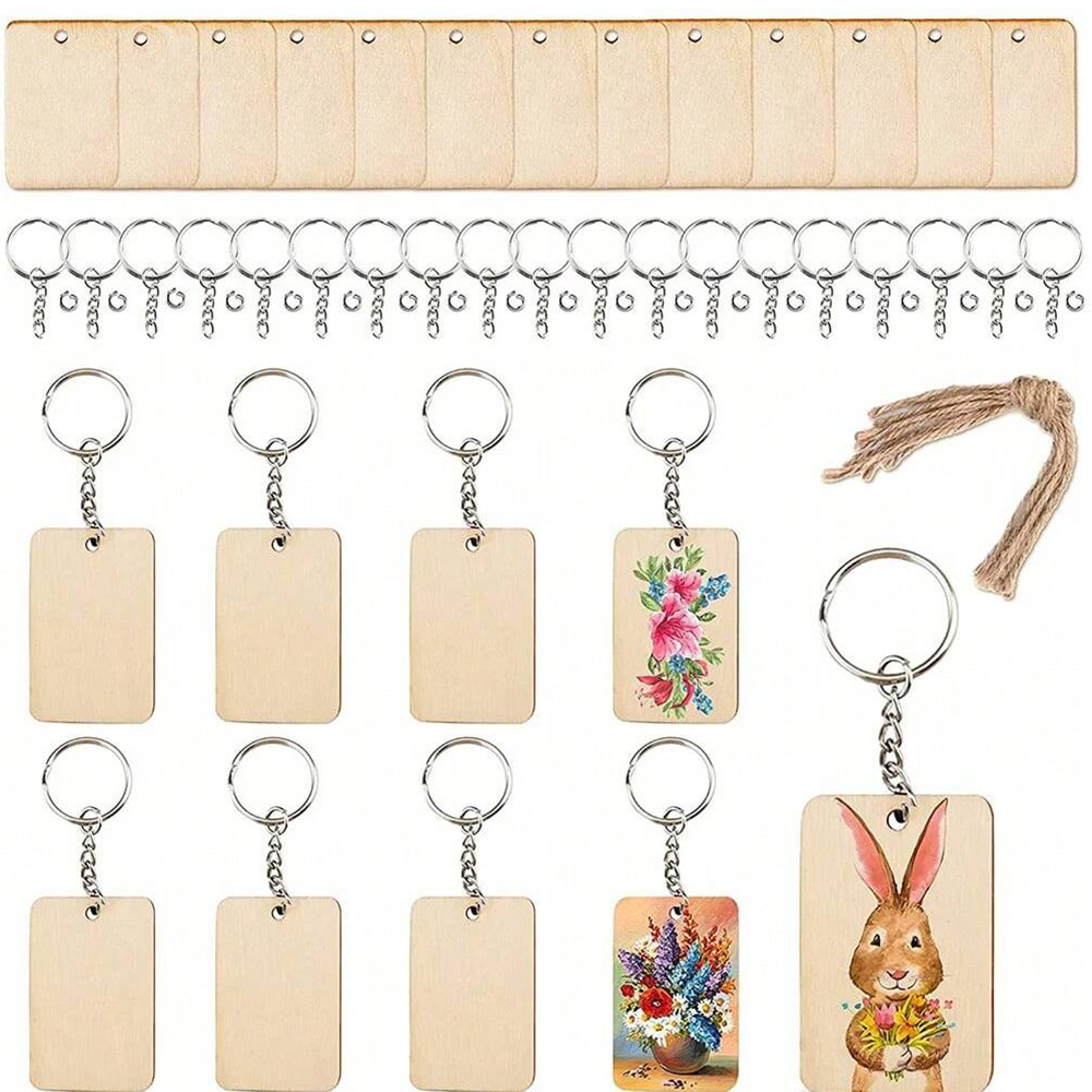 60pcs Blank Wooden Key Chains  – обзор и цена Wood Ring Blank
