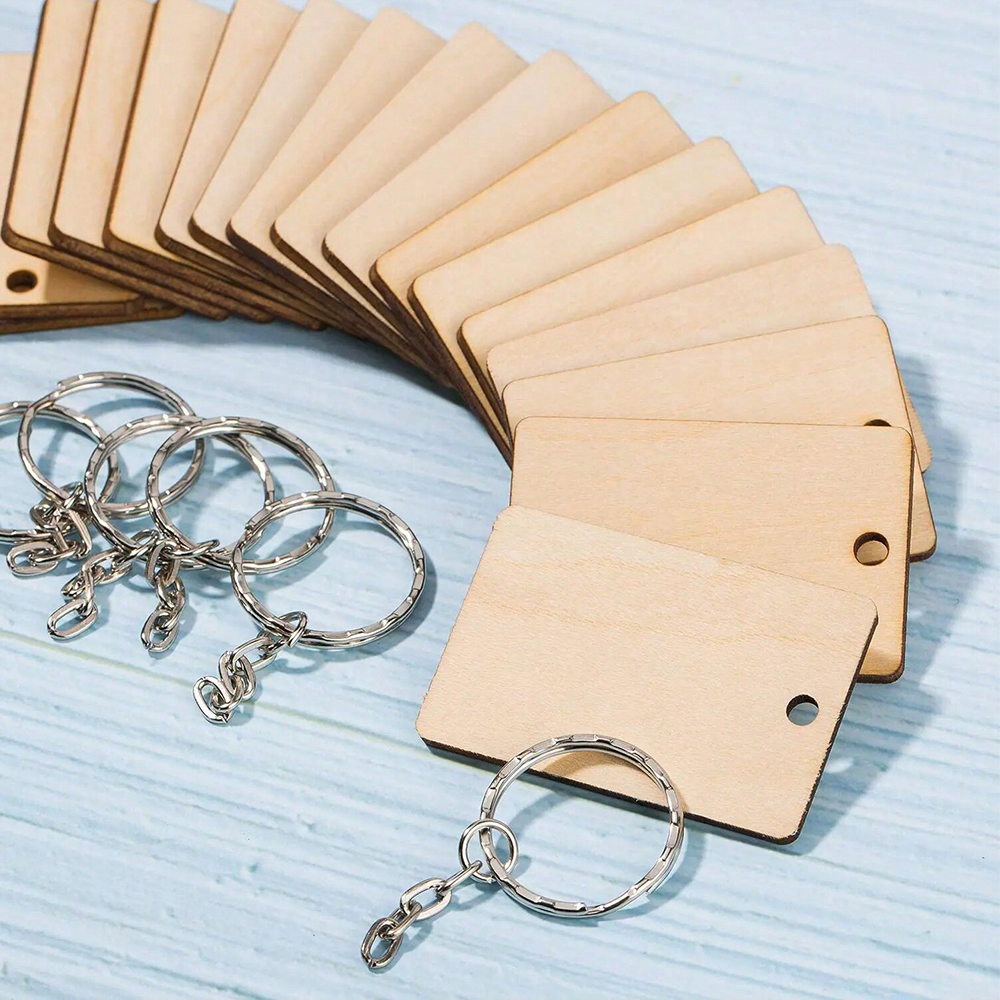 60pcs Blank Wooden Key Chains  – обзор и цена Wood Ring Blank