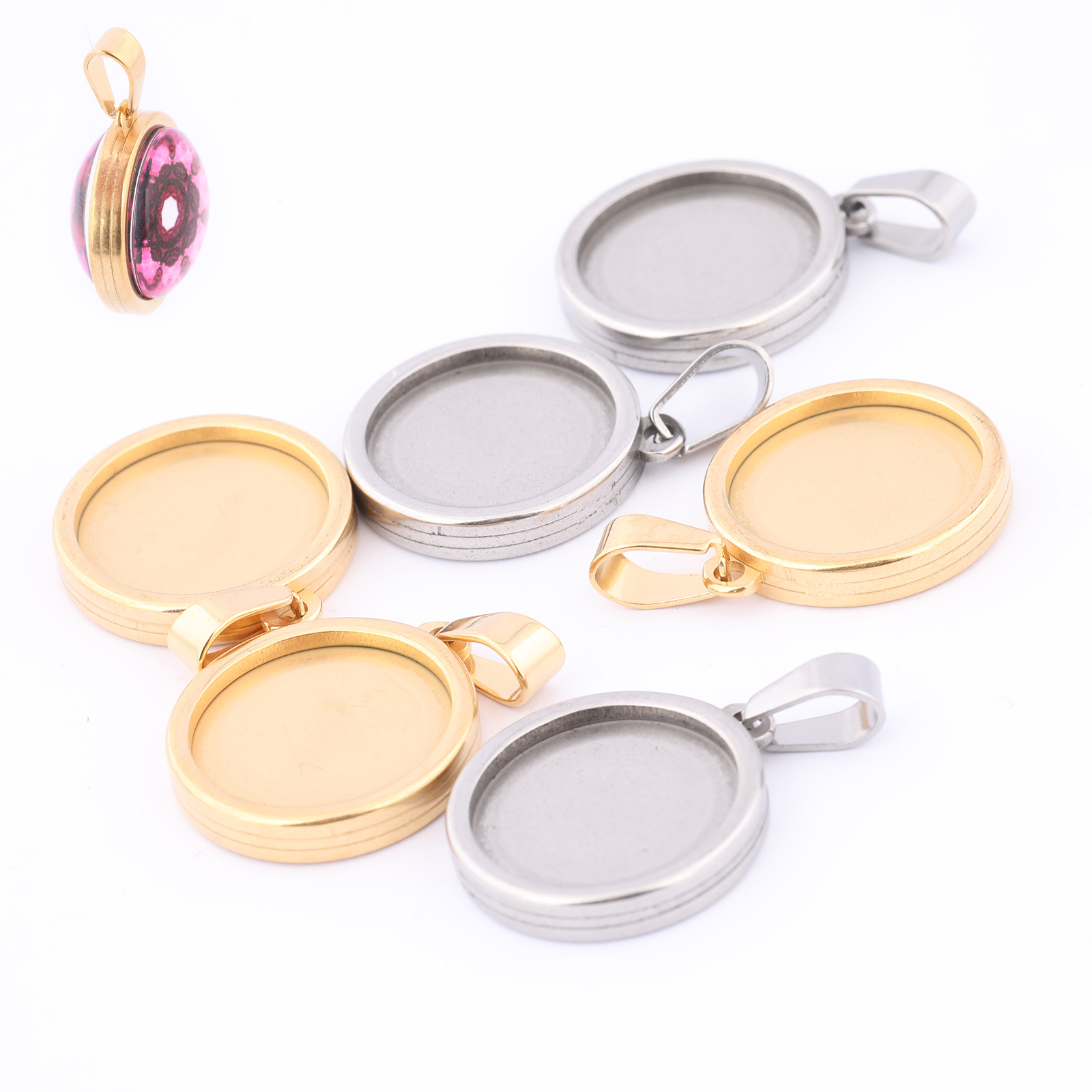 5pcs Stainless Steel Gold Plat – обзор и цена Bezels Set Pendant