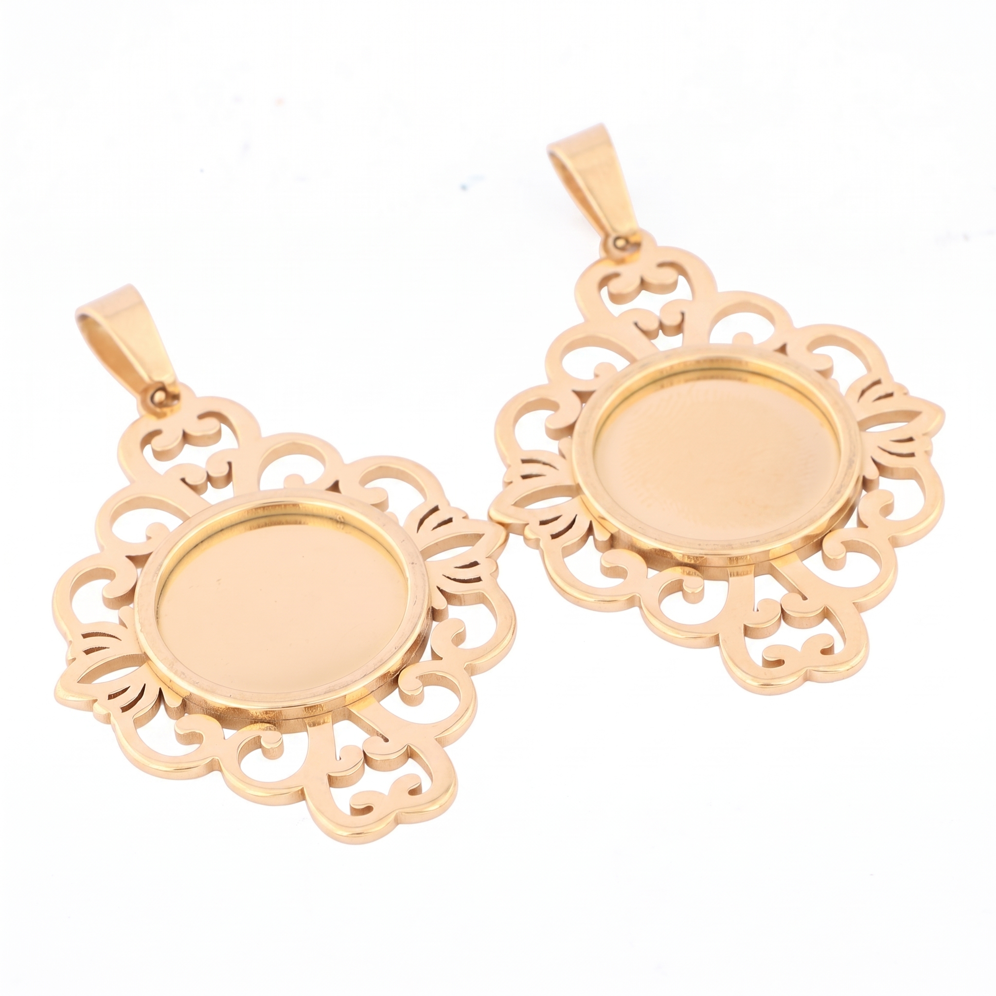 5pcs Stainless Steel Filigree  – обзор и цена Bezels Set Pendant