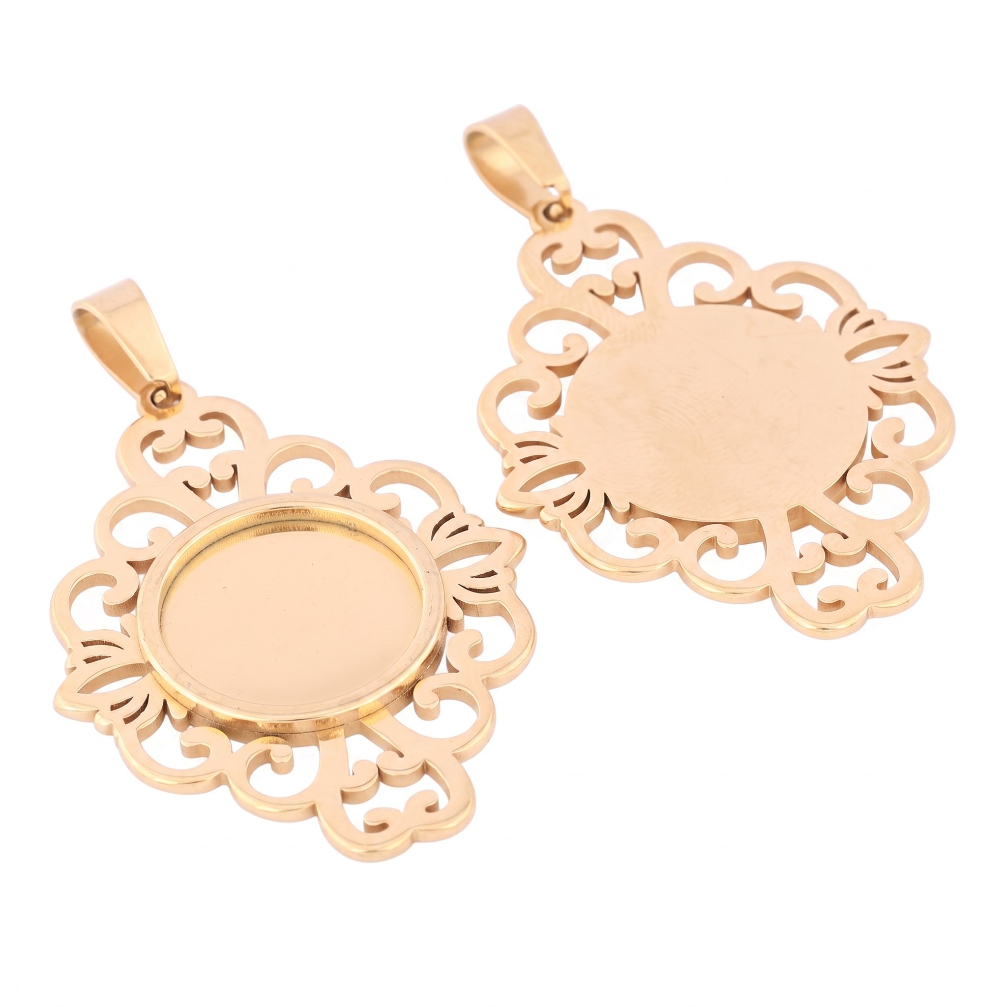 5pcs Stainless Steel Filigree  – обзор и цена Bezels Set Pendant