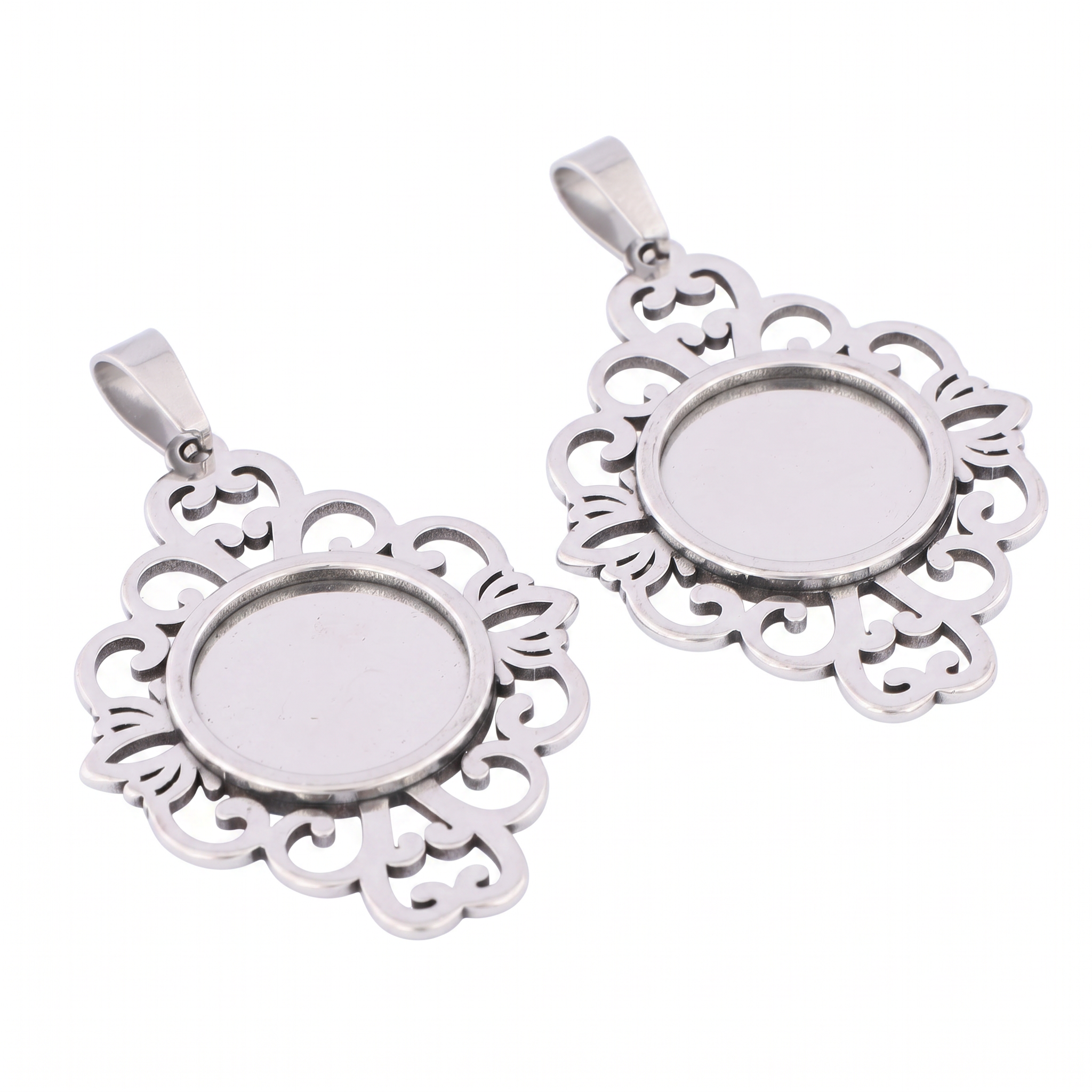 5pcs Stainless Steel Filigree  – обзор и цена Bezels Set Pendant