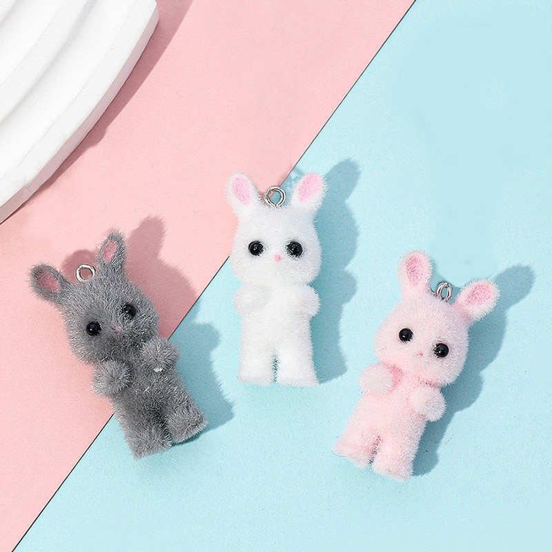 5pcs/lot Cute Flocking Rabbit  – обзор и цена Resin Craft Projects
