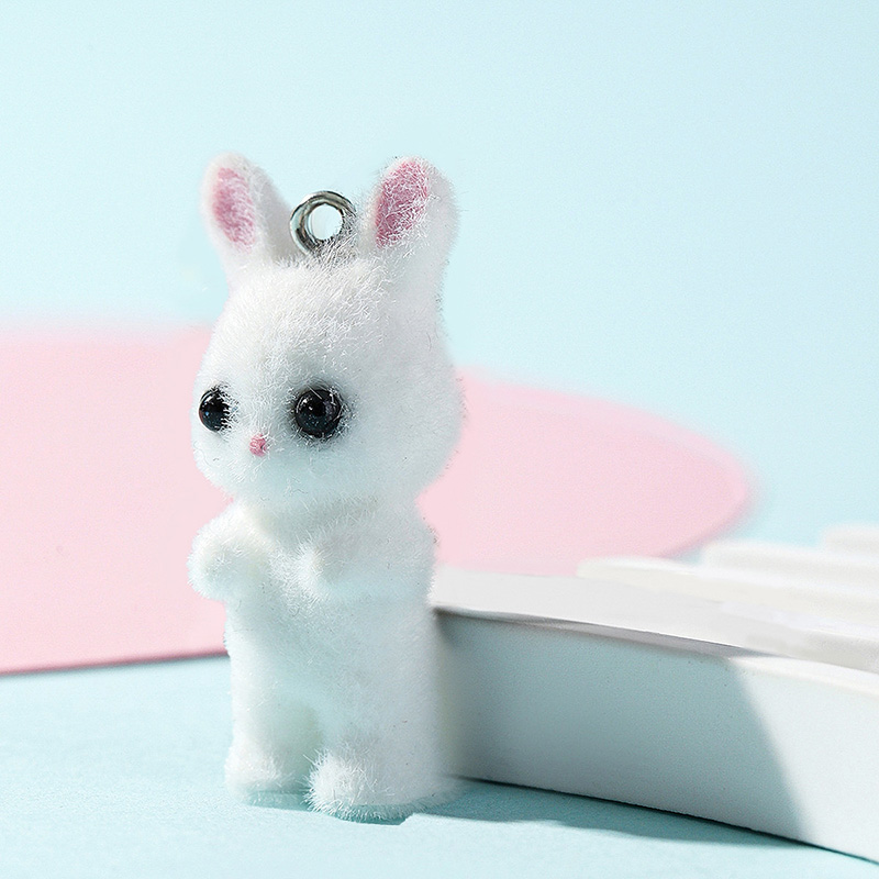 5pcs/lot Cute Flocking Rabbit  – обзор и цена Resin Craft Projects