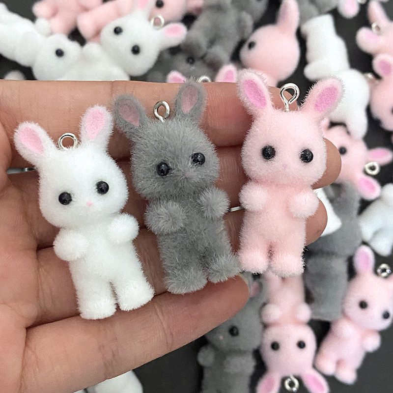 5pcs/lot Cute Flocking Rabbit  – обзор и цена Resin Craft Projects