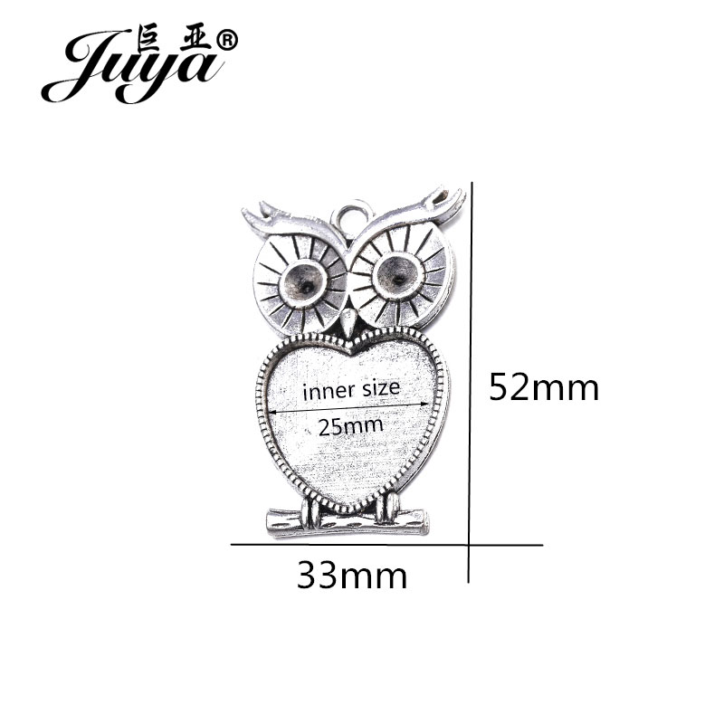 5pcs/lot 25mm Heart Shape Owl  – обзор и цена Bezels Set Pendant