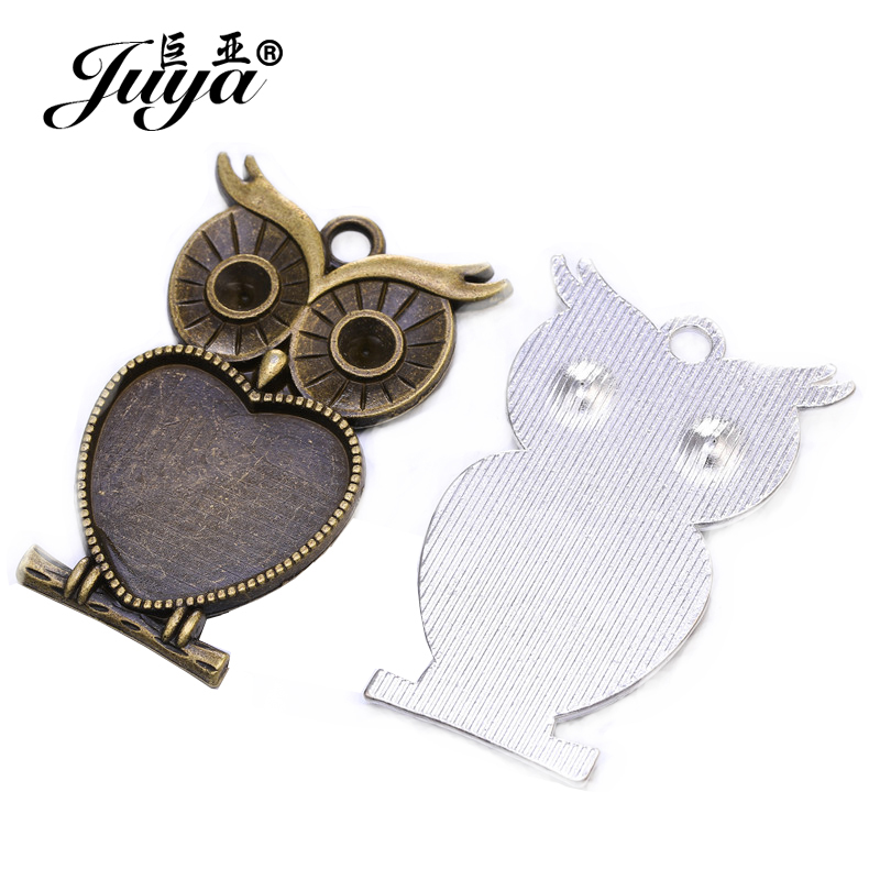 5pcs/lot 25mm Heart Shape Owl  – обзор и цена Bezels Set Pendant