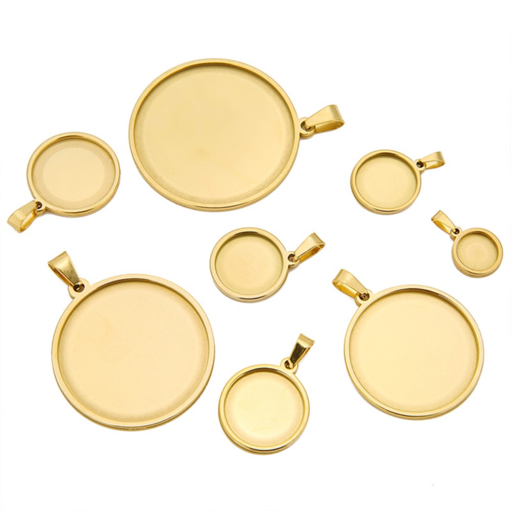 5Pcs/Lot Stainless Steel Round – обзор и цена Bezels Set Pendant