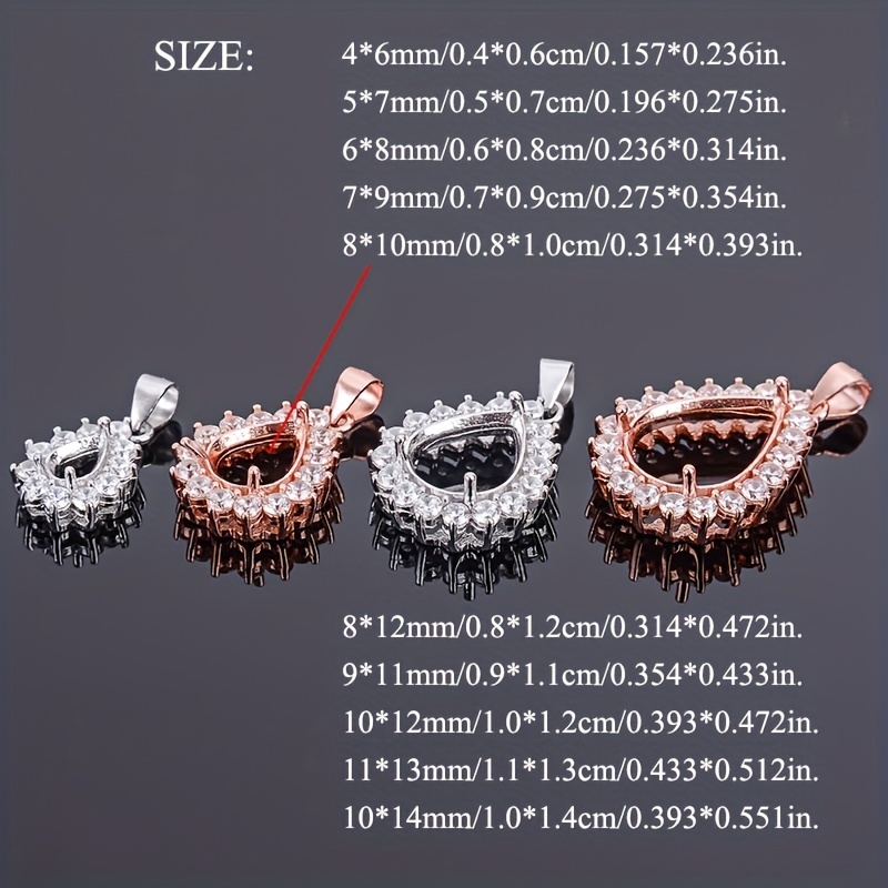 1pc Rose Golden Silvery Tear D – обзор и цена Bezels Set Pendant