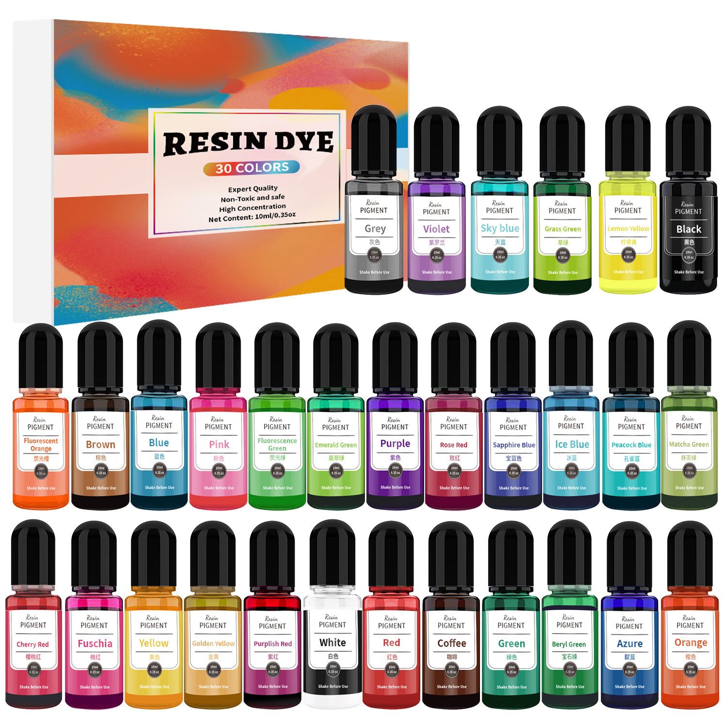 24/30 Colors Set 10ml Epoxy Re – обзор и цена Resin Pigment Set
