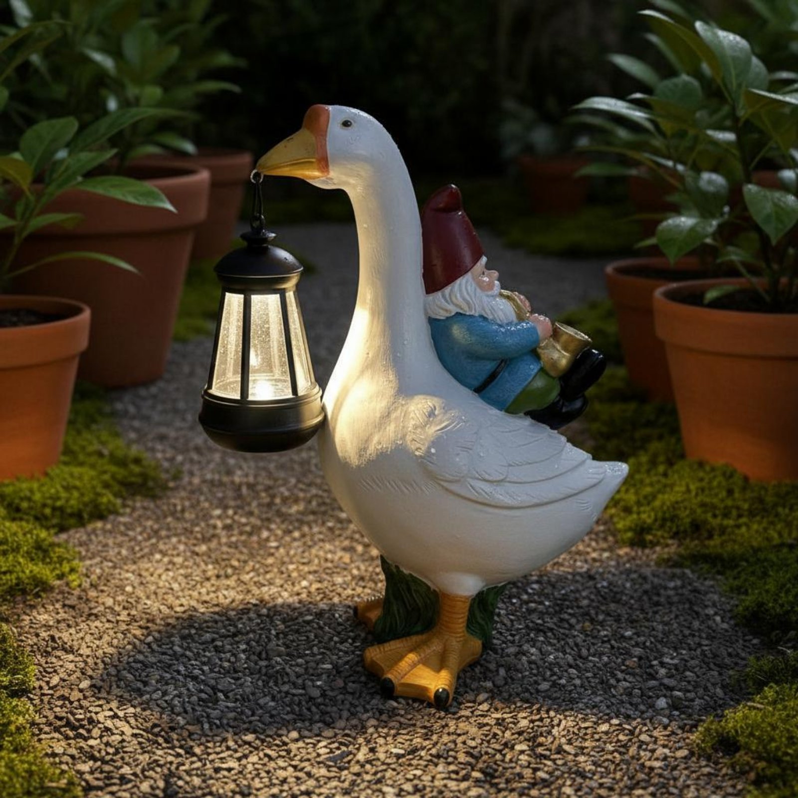 Gnome Riding Goose Statue Weat – обзор и цена Resin Crafts