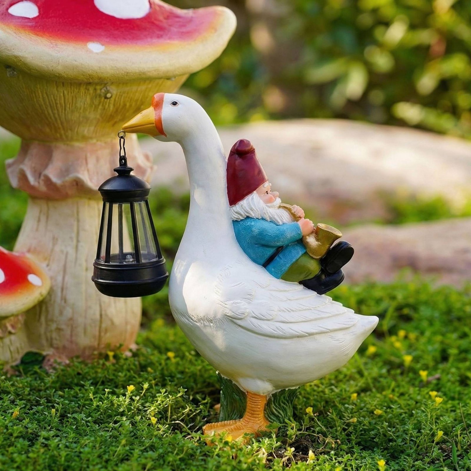 Gnome Riding Goose Statue Weat – обзор и цена Resin Crafts