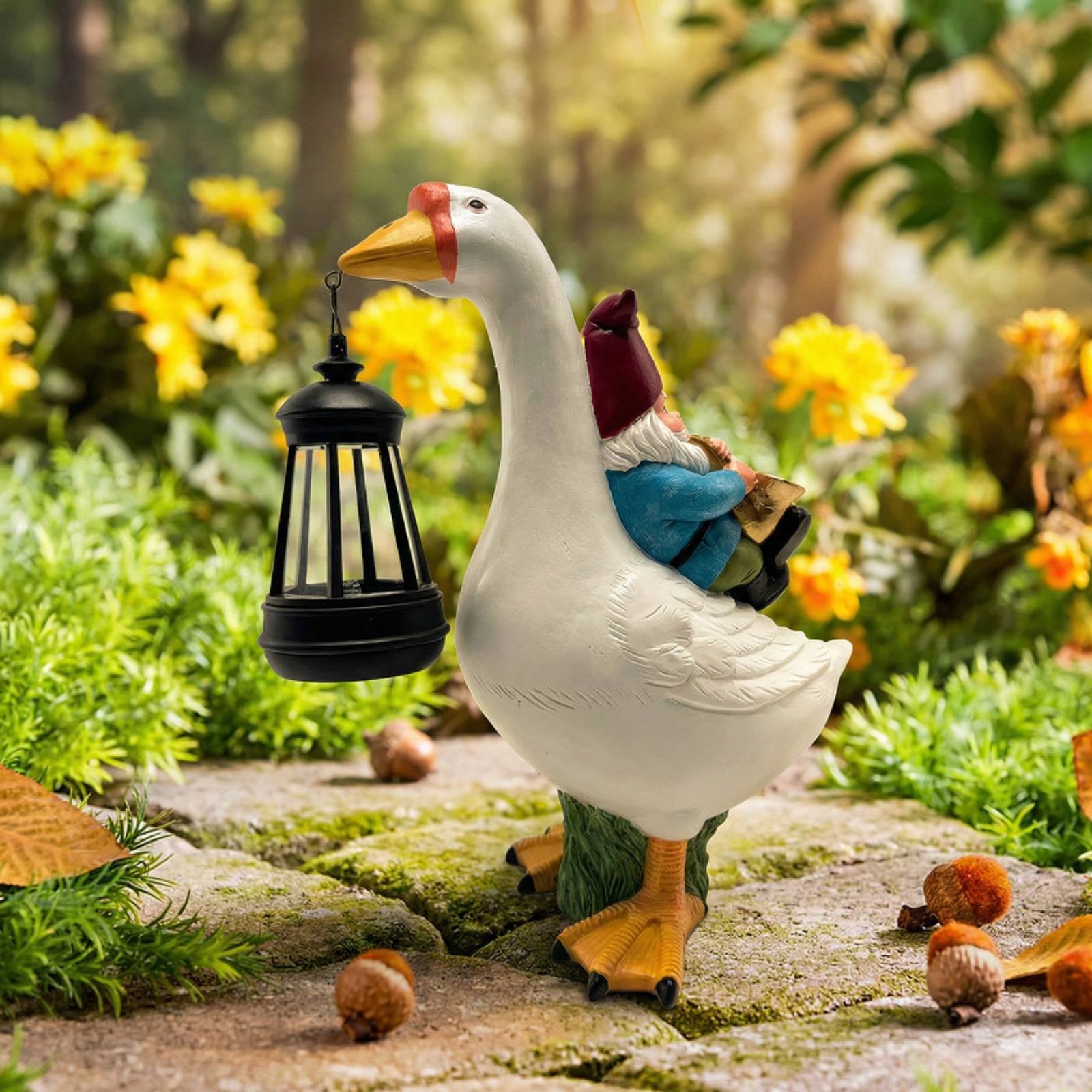 Gnome Riding Goose Statue Weat – обзор и цена Resin Crafts